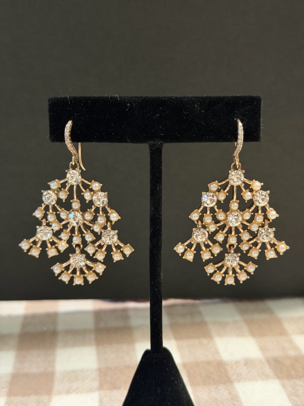 BaubleBar Rose Gold Crystal Fan Chandelier Earrings